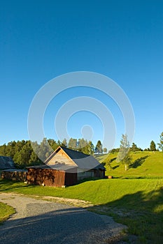 Farmhouse at sunset