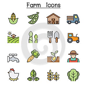 Farming and Agriculture color line icon set vector illustration graphic design