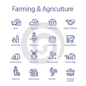 Farming, agriculture concept. Pig, cow barn, sheep