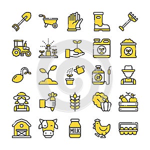 Farming and Agriculture Icon Set in Duotone