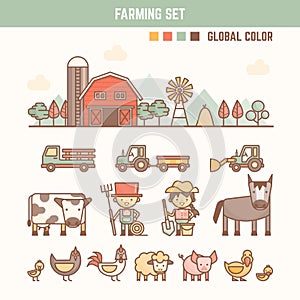 Farming and agriculture infographic elements for kid