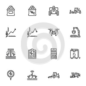 Farming and agriculture line icons set