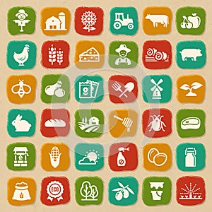 Farming and agriculture vector flat icons
