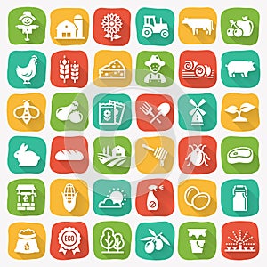 Farming and agriculture vector flat icons