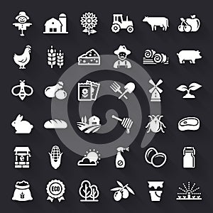Farming and agriculture vector flat icons