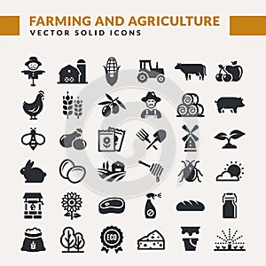 Farming and agriculture vector icons.