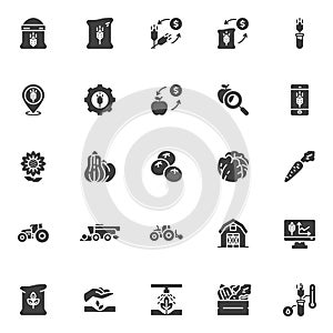 Farming and agriculture vector icons set