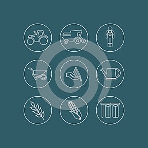 Farming and Agriculture Vector Line Icons