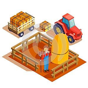 Farming Agrimotor Isometric Composition