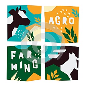 Farming and argo illustrations with animals