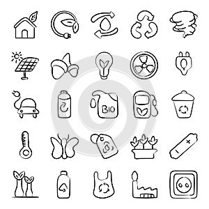 Farming and Ecology Doodle Icons Pack