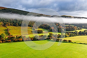 Farming Fields at Autumnal Morning in Wales