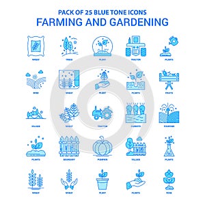 Farming and Gardening Blue Tone Icon Pack - 25 Icon Sets photo
