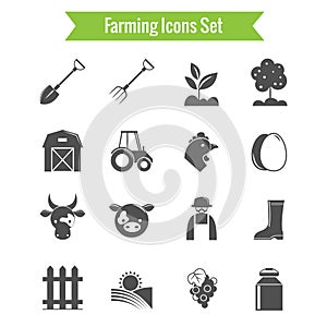 Farming Harvesting and Agriculture Icons Set