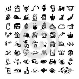 Farming icons set. Vector illustration decorative background design