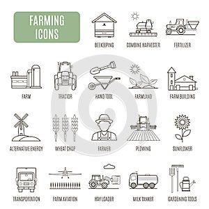 Farming icons. Set of vector pictogram