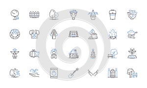 Farming line icons collection. Harvest, Cultivate, Soil, Livestock, Agronomy, Crops, Organic vector and linear