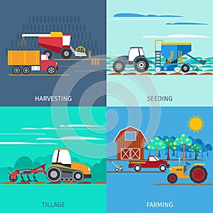 Farming Machines Icons Set