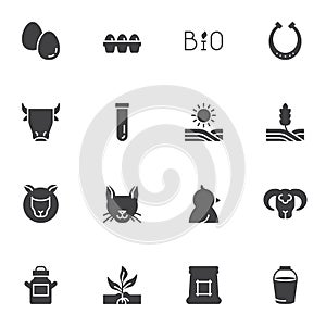 Farming related vector icons set