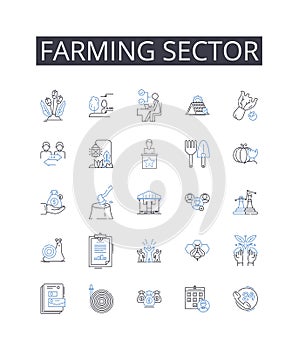 Farming sector line icons collection. Agricultural industry, Cultivation sphere, Harvesting domain, Ranching business