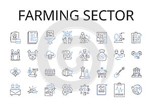 Farming sector line icons collection. Agricultural industry, Cultivation sphere, Harvesting domain, Ranching business