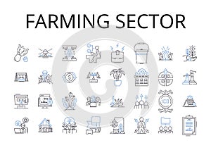 Farming sector line icons collection. Agricultural industry, Cultivation sphere, Harvesting domain, Ranching business