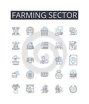 Farming sector line icons collection. Moisture, Hydrate, Nourish, Dewy, Plump, Soften, Wavy vector and linear