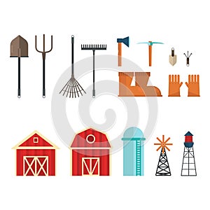 Farming Tools, Equipments and Houses Elements Group