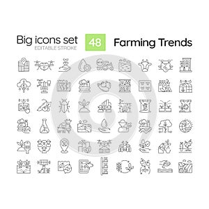 Farming trends linear icons set
