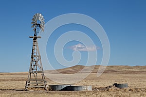 Farming windmill on the plains of Colorado