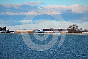 Farmland dawn blues on a frosty February day.