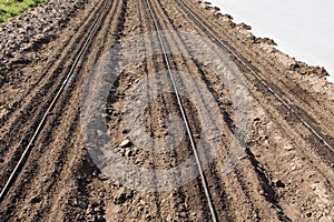 Farmland with drip irrigation system, ready for spring planting