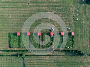 Farmland and haystack overlook by DJI mavic mini