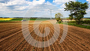 Farmland landscape and cloudy sky