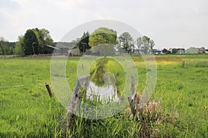 Farmland and meadows in the Zuidplaspolder at Nieuwerkerk aan den IJssel, one of the lowest parts of europ with 21 ft below sea le