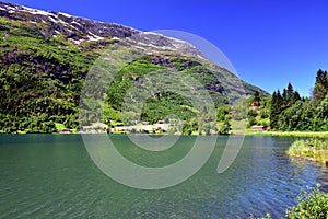 Farmland on the shore of Floen lake