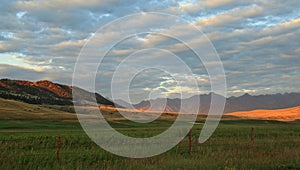 Farmland Sunset in Montana photo