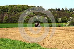 Farmland with tractor in germany