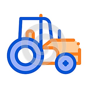 Farmland Tractor Vehicle Vector Thin Line Icon