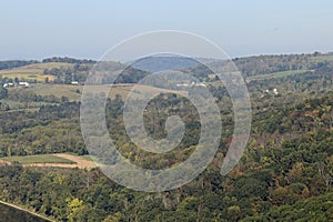 Farms and cornfield in the hills