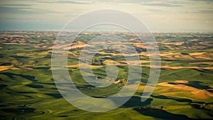 Farms dot The Palouse from Steptoe Butte at sunrise