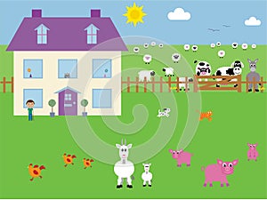 Farmyard Vector Illustration