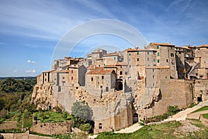 Farnese, Viterbo, Lazio, Italy: landscape of the ancient hill town inhabited since the Bronze Age in the historical region Tuscia