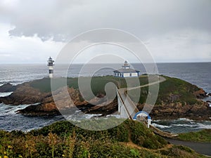 Faro de Isla Pancha se encuentra en la Isla Pancha, en la parte mÃ¡s occidental de la RÃ­a de Ribadeo, Lugo, Galicia photo