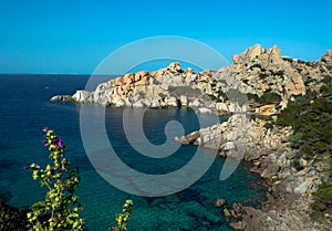 Faro di Capo Testa: reef and sea, the western entrance to the Strait of Bonifacio, Costa Paradiso or Costa Smeralda: popular