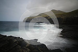 Faroe Island rocky shore line