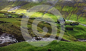 Faroe Islands, Beautiful view at islands, Saksun is a village near the northwest coast of the Faroese island of Streymoy, in Sunda