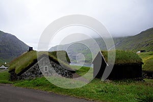 Faroe Islands, Saksun grass houses photo