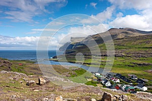 Faroe Islands, village surrounded by nature