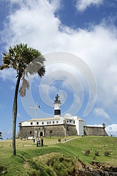 Farol da Barra Salvador Brazil lighthouse with palm tree photo